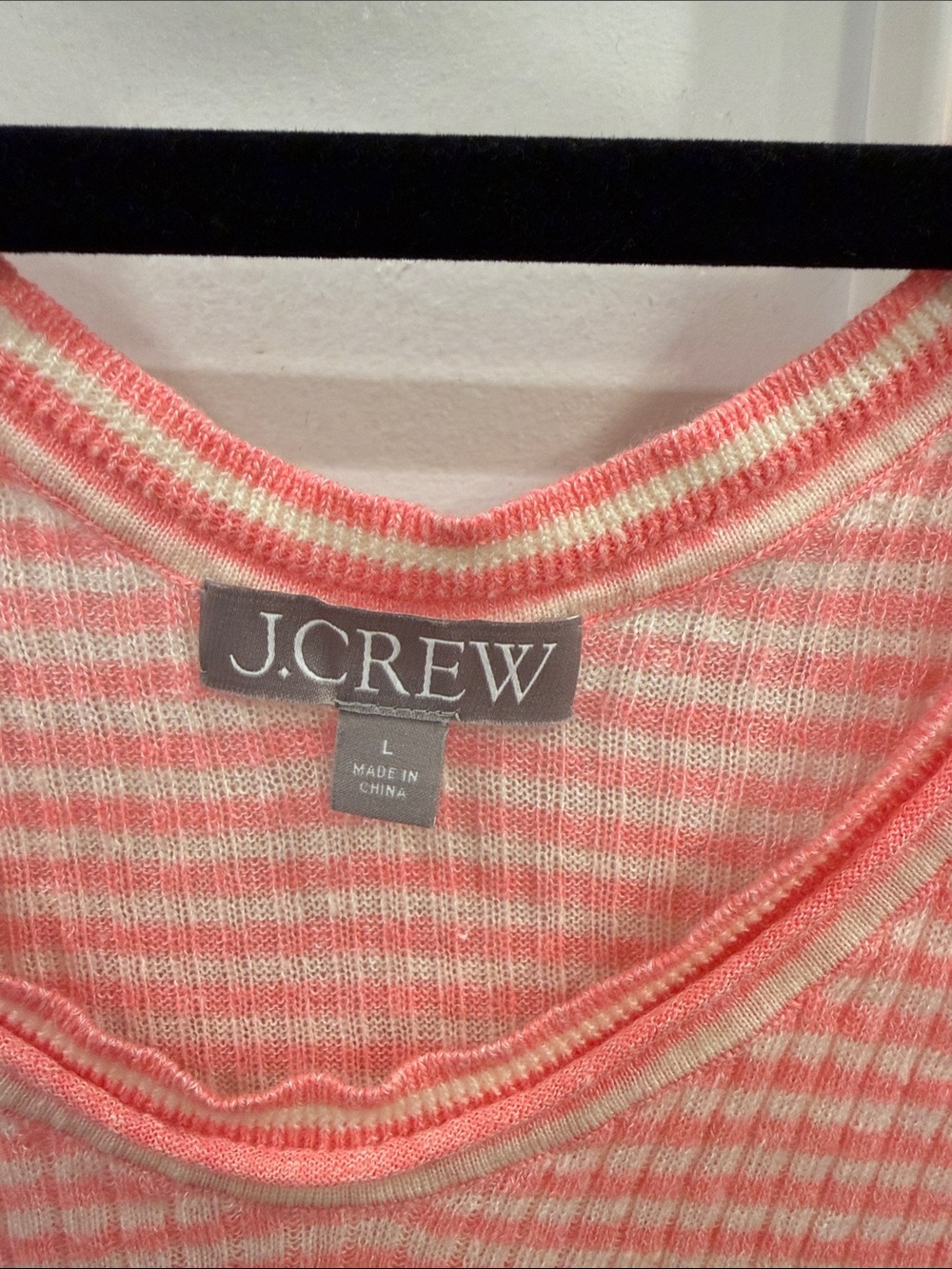 J. Crew Pink and White Striped Ribbed Scoop Tank - Picture 2 of 4